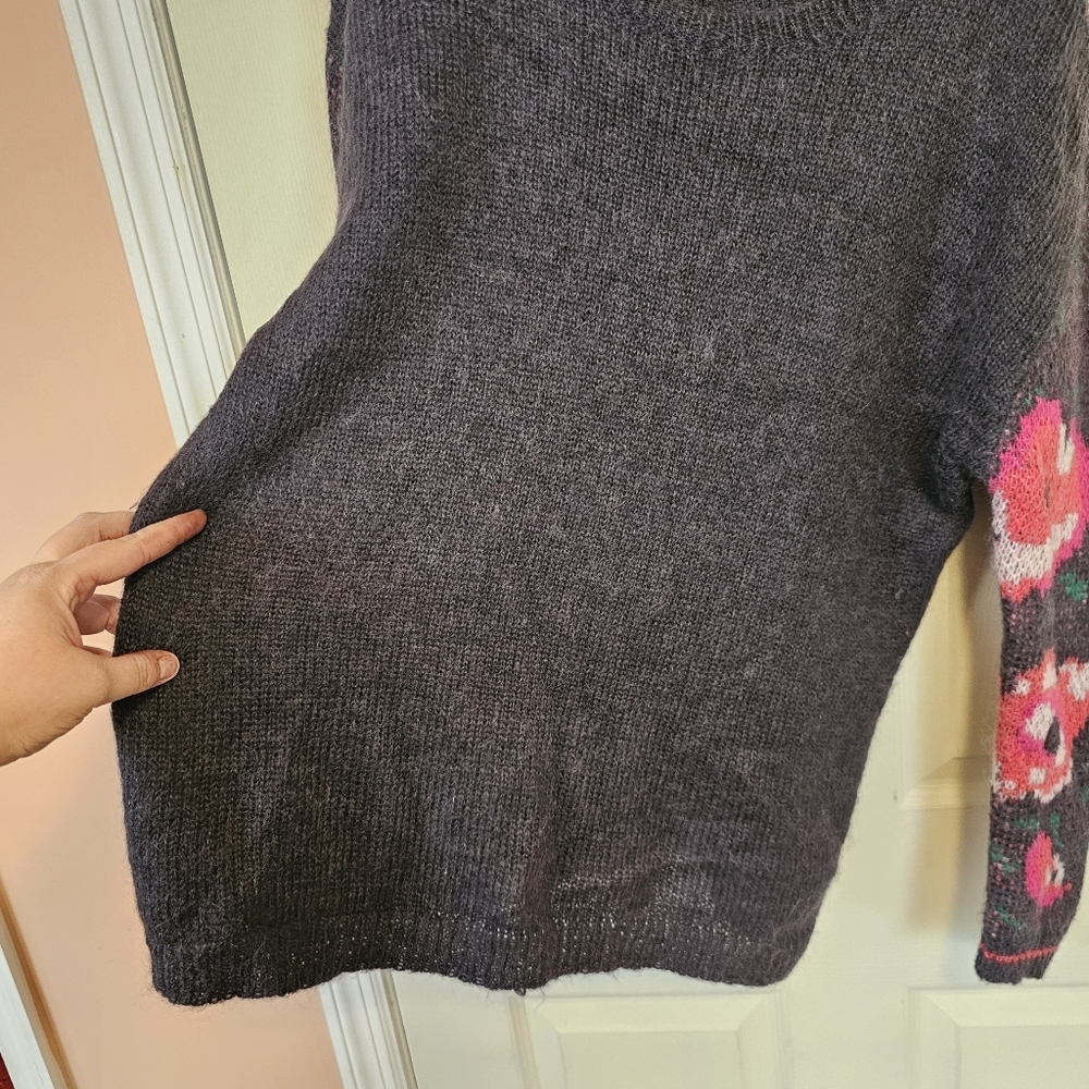 Sundance Lilly Dreams Floral Knit Wool Kid Mohair Eyelash Pullover Sweater - Picture 5 of 8